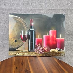 New Northlight LED Flickering Wine Grapes Candles Canvas‎ Wall Art 11.75"x15.75"